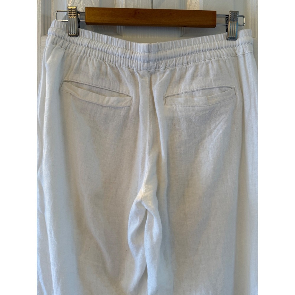Roxy Linen Pants Small White Drawstring Elastic W… - image 5